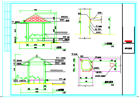 某园林草亭建筑设计cad施工图