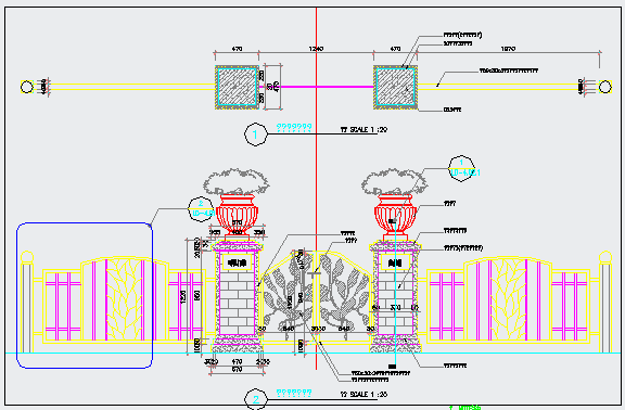 某铁艺大门CAD节点构造施工设计图纸_图1