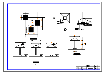 某园林方形磨菇亭建筑cad施工图-图一