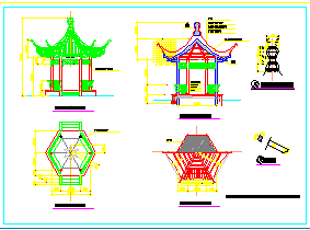 某古建双亭建筑设计cad施工图-图一