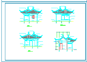 某古建双亭建筑设计cad施工图-图二