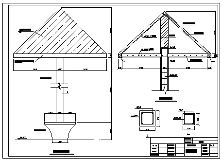 某公园伞亭平立面及结构设计cad图纸_图1