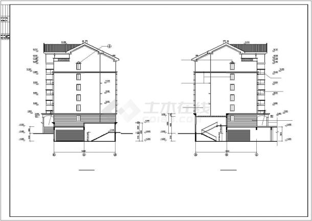 西宁市某小区6580平米6层框混结构住宅楼建筑设计CAD图纸（底层为车库）-图一