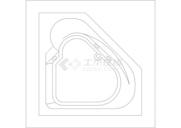 某浴缸CAD平立面节点施工图纸-图一