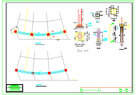 某公园影墙及柱廊结构cad设计详图_图1