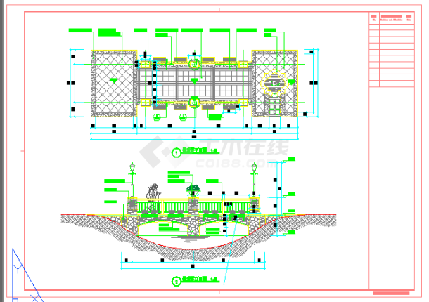 某园林欧式景观桥建筑cad设计施工图-图二