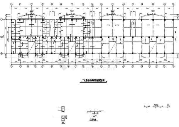 六层框架高档住宅楼结构施工CAD图（ 长58.4米 宽12.3米）-图一