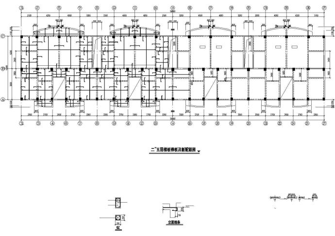 六层框架高档住宅楼结构施工CAD图（ 长58.4米 宽12.3米）_图1