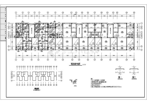 5层砖混住宅楼建筑结构施工图（ 长104.7米 宽11.7米 ）-图二