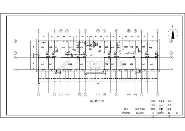 五层框架商业办公楼建筑工程量计算（含图纸）-图二