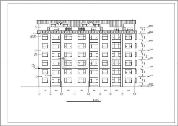 福州市银苑花园小区6层框混结构民居住宅楼建筑设计CAD图纸（含阁楼）-图一