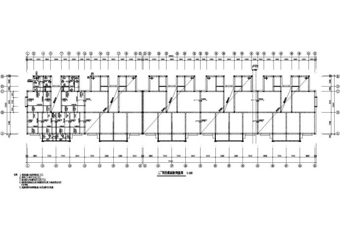 长69.8米 宽14.3米 6+1阁楼层砖混住宅楼结构施工图_图1