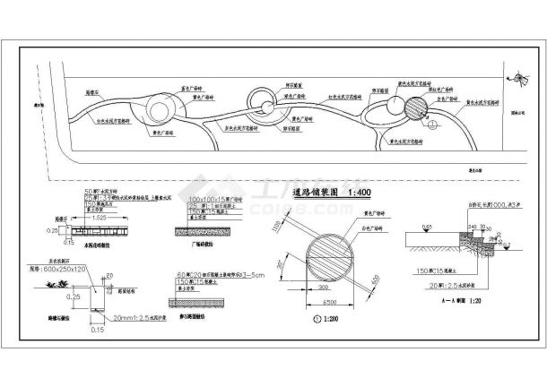 安徽省天长市某道路旁绿化种植布置施工设计CAD图（含效果图）-图二
