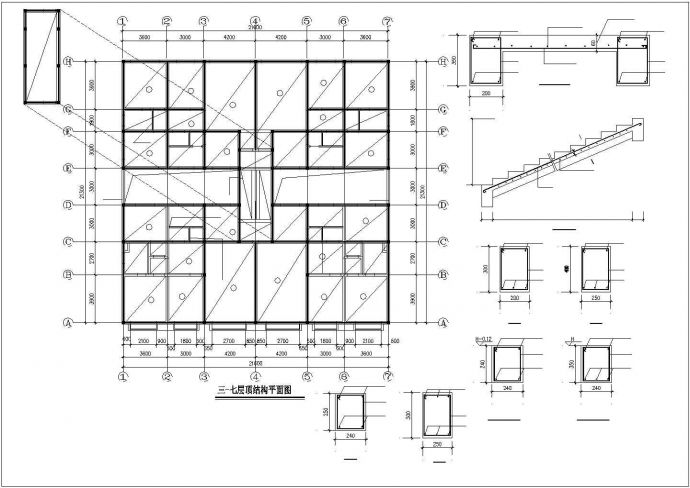 长21.6米宽21.3米6层(底框)砖混住宅楼结构施工图_图1