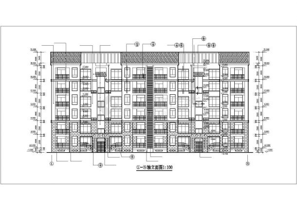 达州市雅阁花园小区3100平米6层砖混结构住宅楼建筑设计CAD图纸-图一