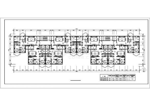 徐州市紫御豪庭小区两栋住宅楼的标准层平面设计CAD图纸（2梯8户）-图一