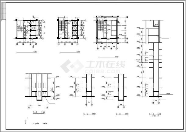 宜春市丰庄新村小区高层住宅楼局部平面设计CAD图纸-图二