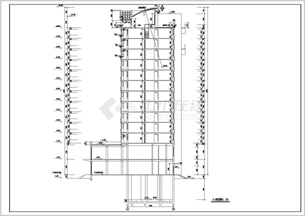 青岛市景苑花园小区13层框混结构住宅楼建筑设计CAD图纸（含阁楼）-图一