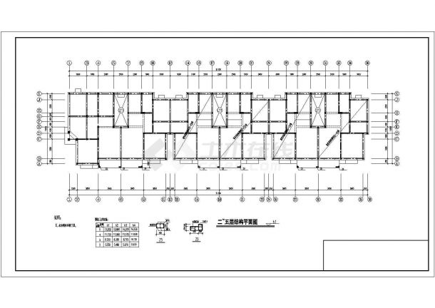 长51.1米 宽12米 6层砖混住宅楼结构施工图-图一