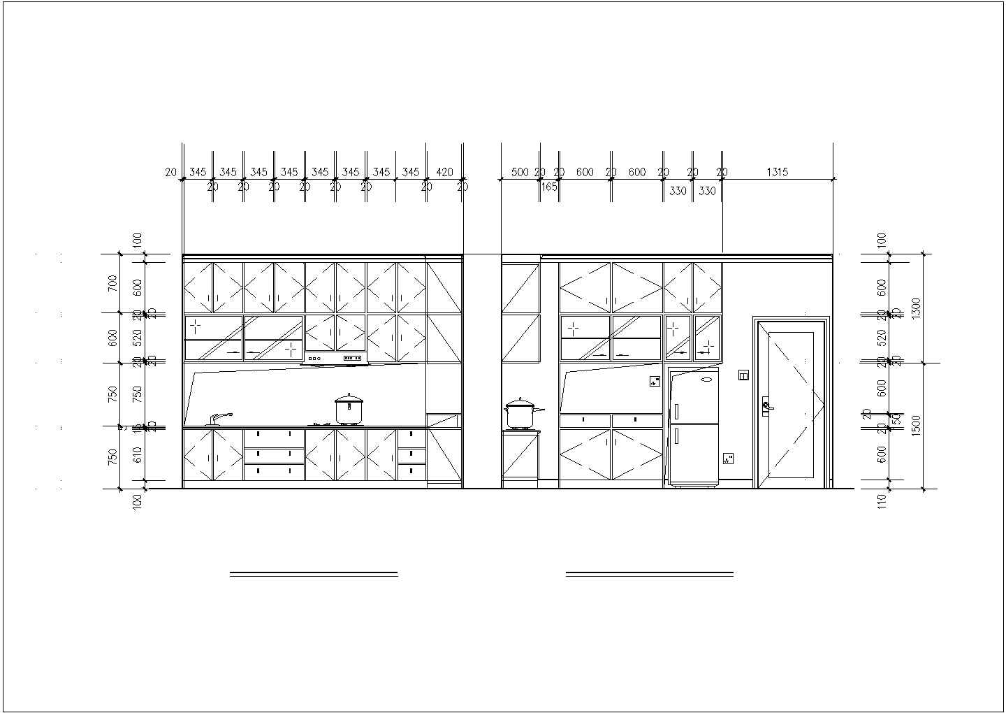 江西瑞金市某小区跃层户型住宅装修建筑cad平面施工图