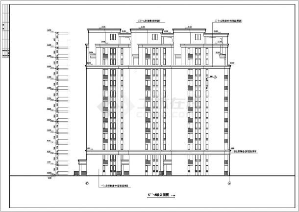 郑州市世美花园小区12层框架结构住宅楼建筑设计CAD图纸（含机房层）-图一