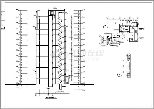 郑州市世美花园小区12层框架结构住宅楼建筑设计CAD图纸（含机房层）-图二