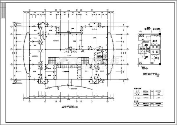 太仓市格林春天小区3层框架结构小区会所建筑设计CAD图纸-图二
