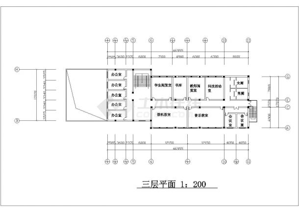 浙江省某小学教学楼室内外装修设计cad方案施工图-图一