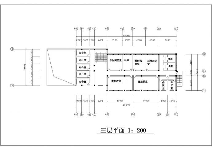 浙江省某小学教学楼室内外装修设计cad方案施工图_图1