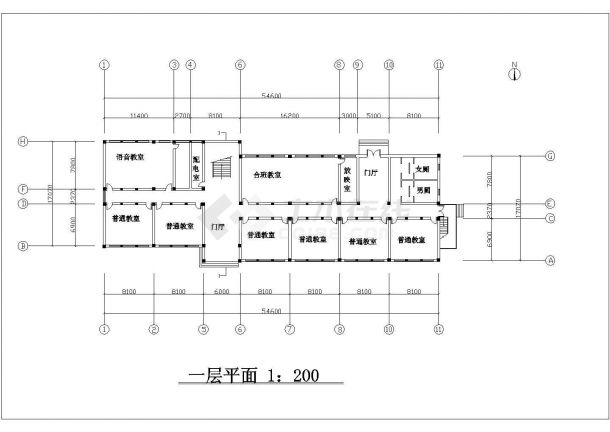 浙江省某小学教学楼室内外装修设计cad方案施工图-图二