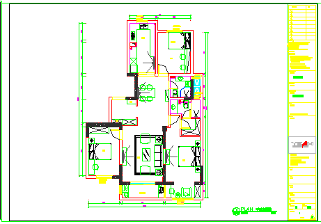 美式-三室两厅 126㎡某雅居室内装修设计cad图纸-图二