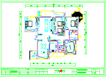美式-四室两厅180㎡-中南世纪城雅居装修设计cad图纸_图1