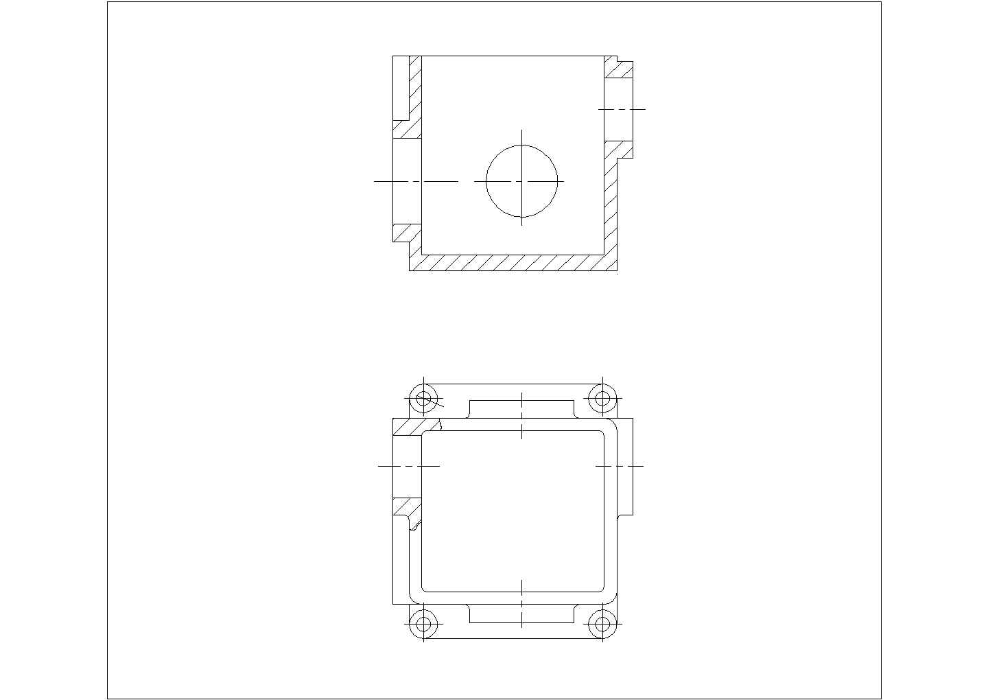 某箱体类箱体零件剖视图CAD平立面节点图纸
