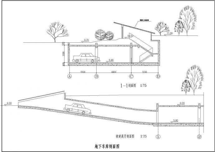 某滨水景观设计CAD完整构造施工图纸车库_图1