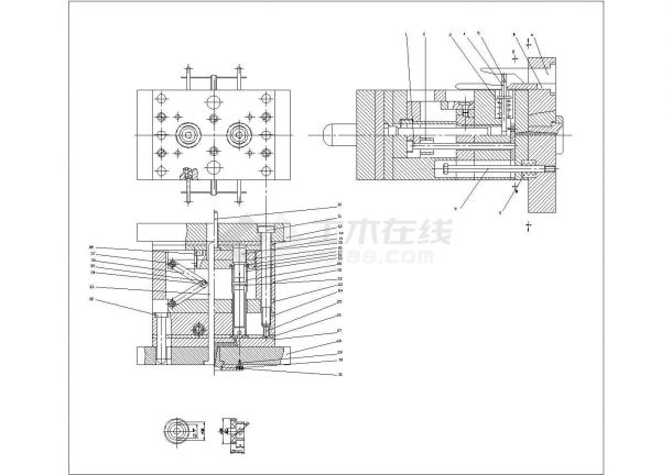 某斜齿轮注塑模CAD平面节点施工图纸-图一