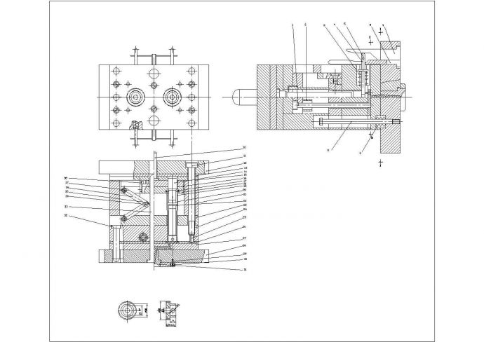 某斜齿轮注塑模CAD平面节点施工图纸_图1
