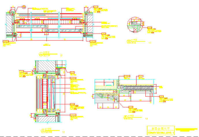 某消防栓门及音控室观察窗CAD大样节点图纸_图1
