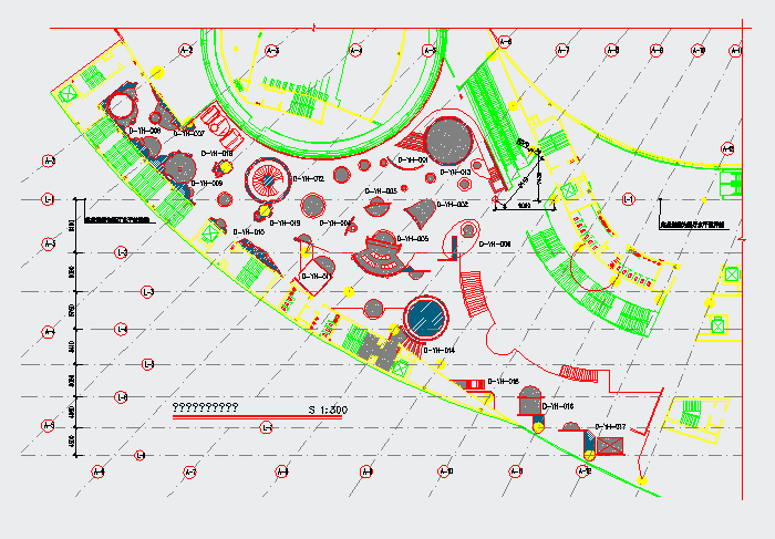 某宇航科技展厅总轴线图CAD平立面设计图纸