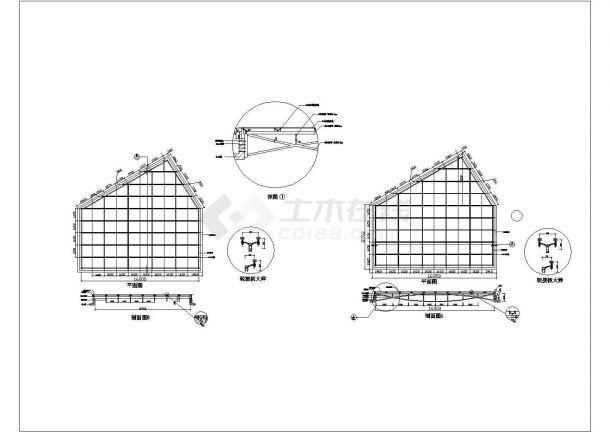  Detailed drawing of CAD plane and vertical section structure of a daylighting roof - Figure 1