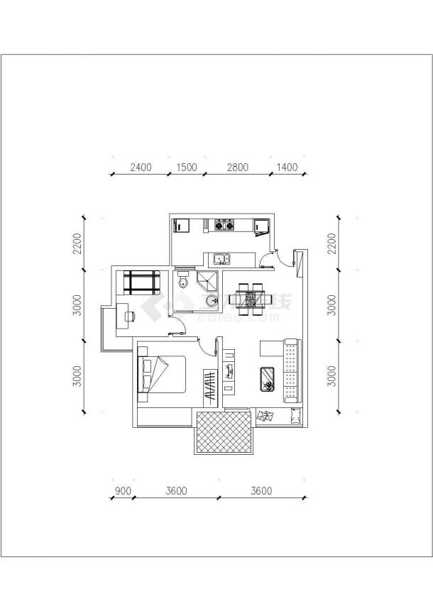 昆山市桥馨家园小区经典二三房平面户型设计CAD图纸（8张）-图一
