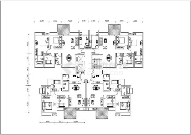昆山市桥馨家园小区经典二三房平面户型设计CAD图纸（8张）-图二