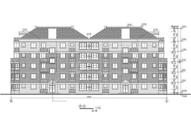 西安市腾锦花园小区5层砖混结构住宅楼建筑设计CAD图纸（含阁楼）-图一