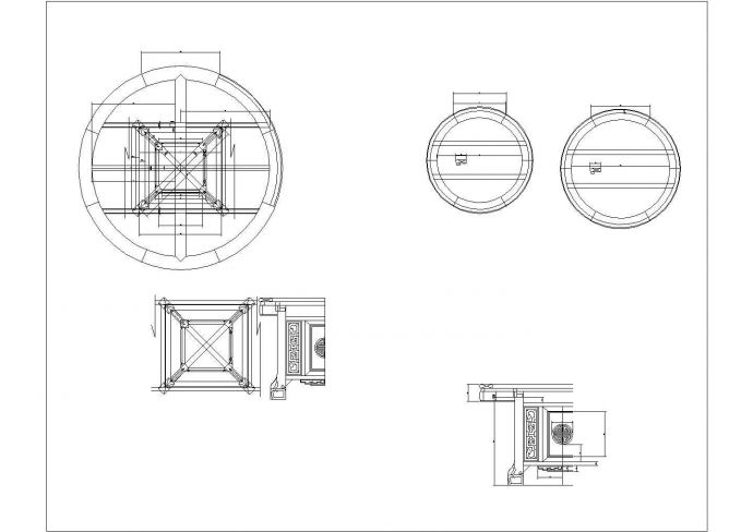某1.53米1.35米青龙脚圆台CAD节点平立剖构造设计图_图1