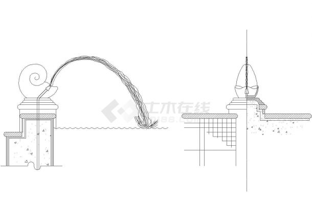 喷水涌泉CAD图纸——景观施工图分类细部大全-图二