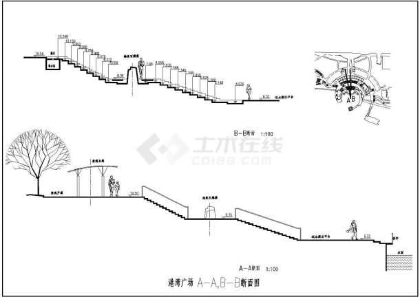 某滨水景观设计CAD完整构造施工图纸断面-图一