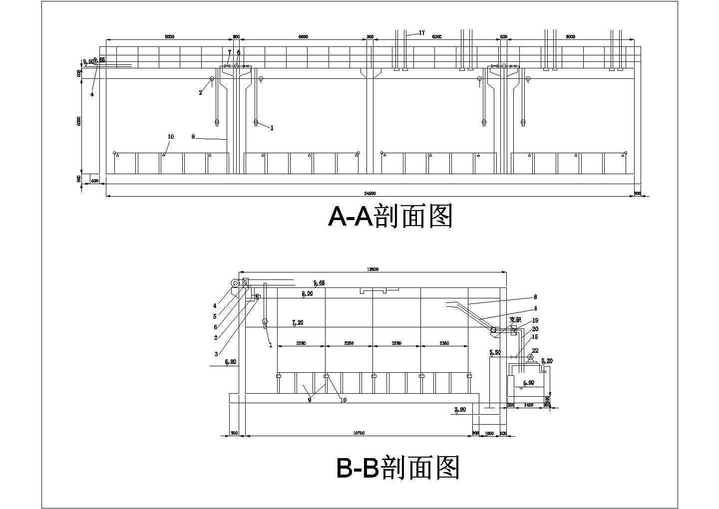 某SBR反应池工艺图CAD平立剖全套设计施工图