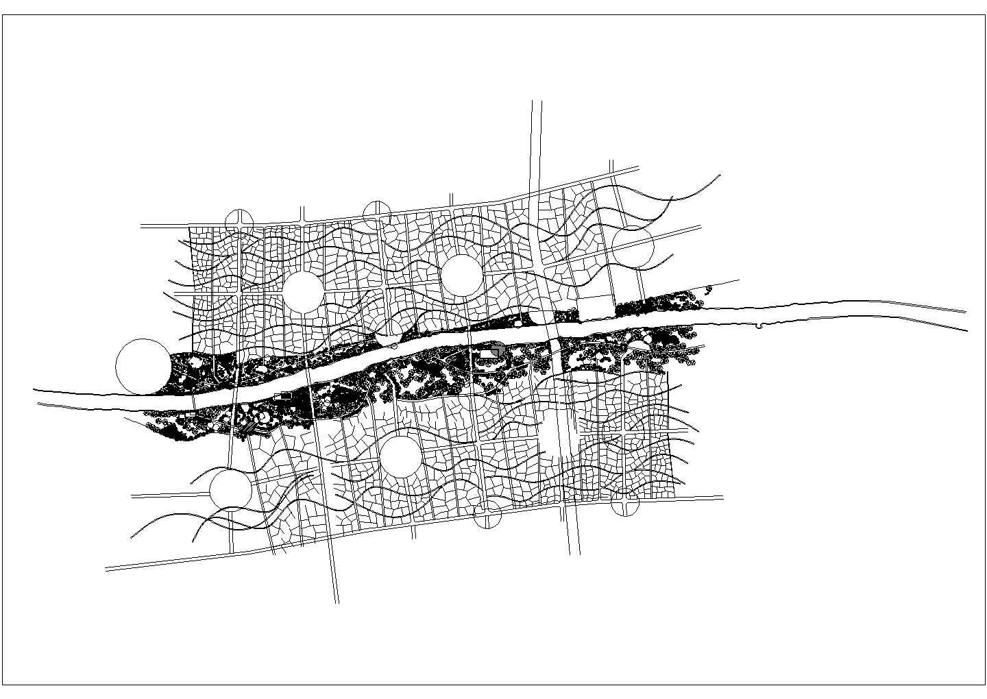 某河道两侧的园林CAD完整全套详细设计图