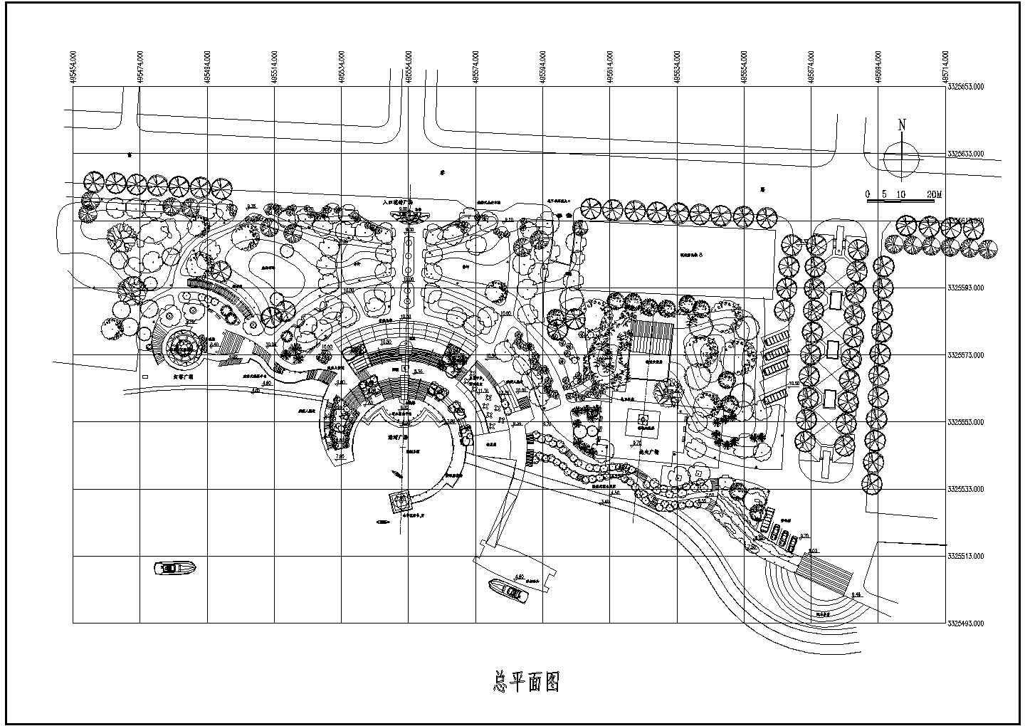 某滨水景观设计CAD设计完整施工图纸总平面
