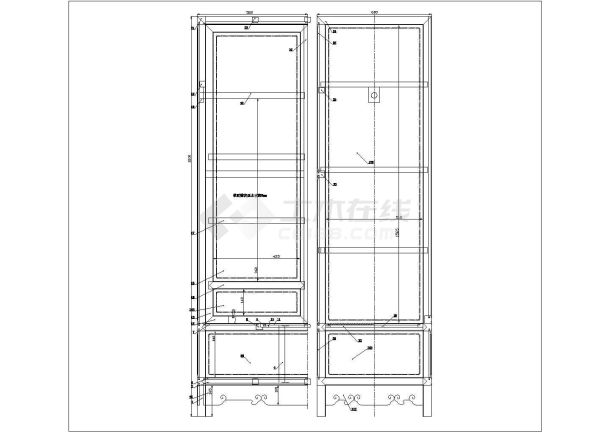 某双门衣柜CAD详细节点剖面设计图-图一