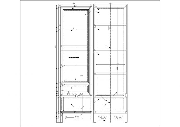 某双门衣柜CAD详细节点剖面设计图_图1